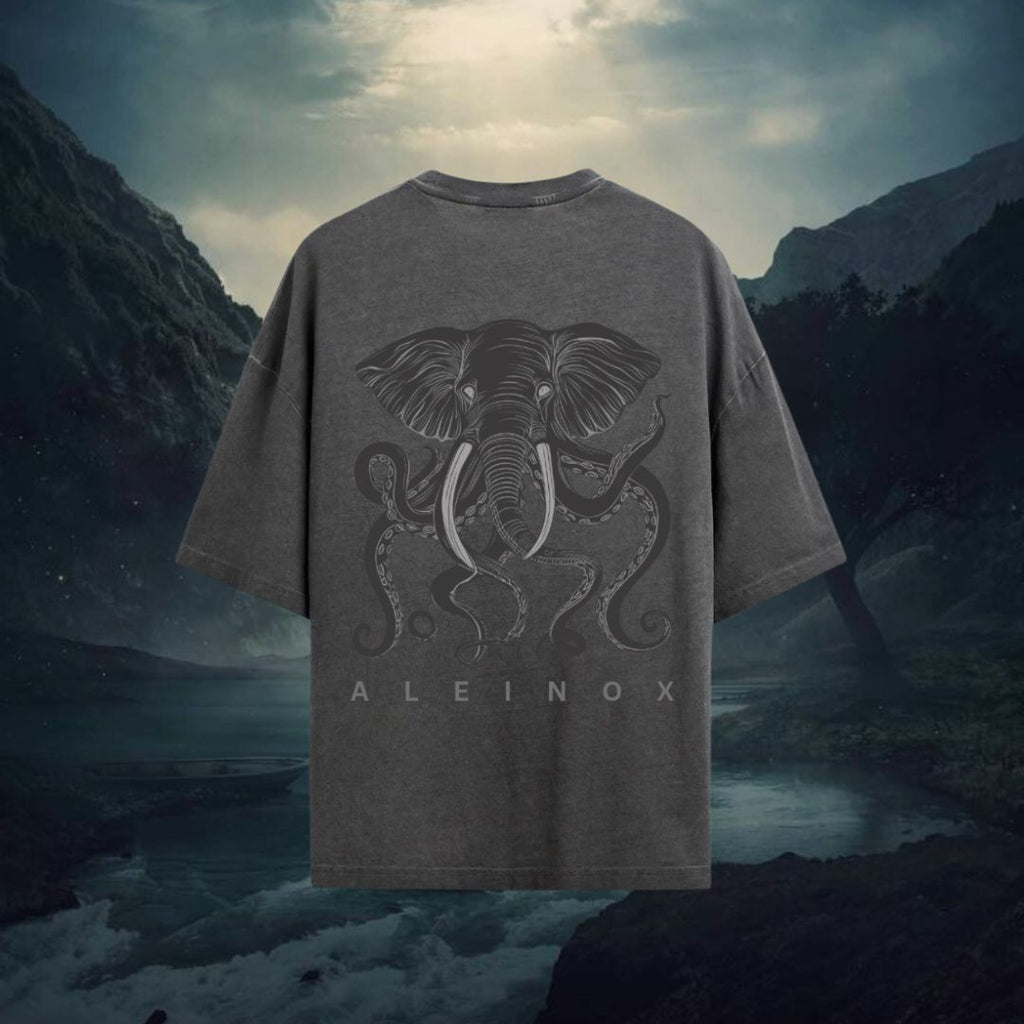 ALEINOX Men's Round Neck Printed Octophant T-shirts